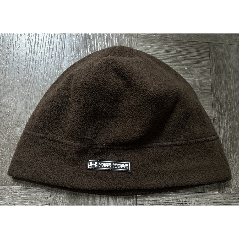 Under Armour Toddler Fleece Beanie Winter Hat Brown Polyester/Spandex Logo Baby